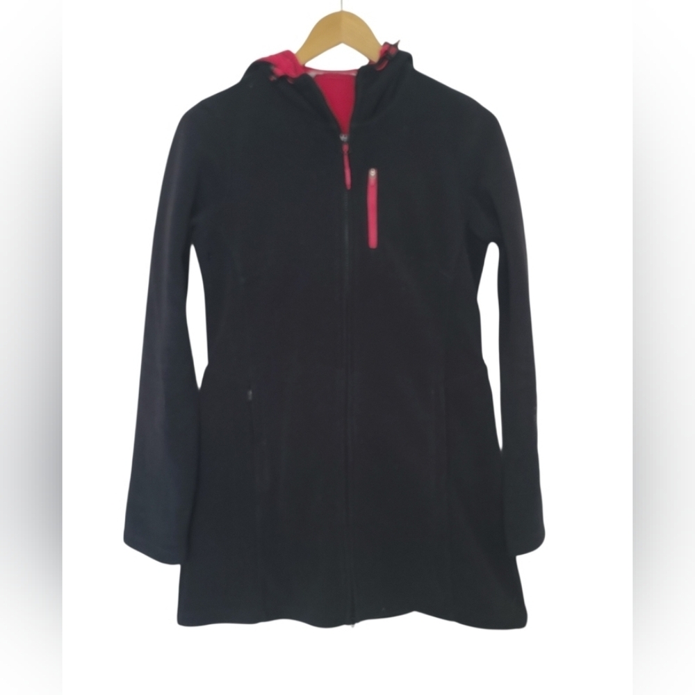 Athleta Swara Black/Pink Fleece Hood Jacket Size S